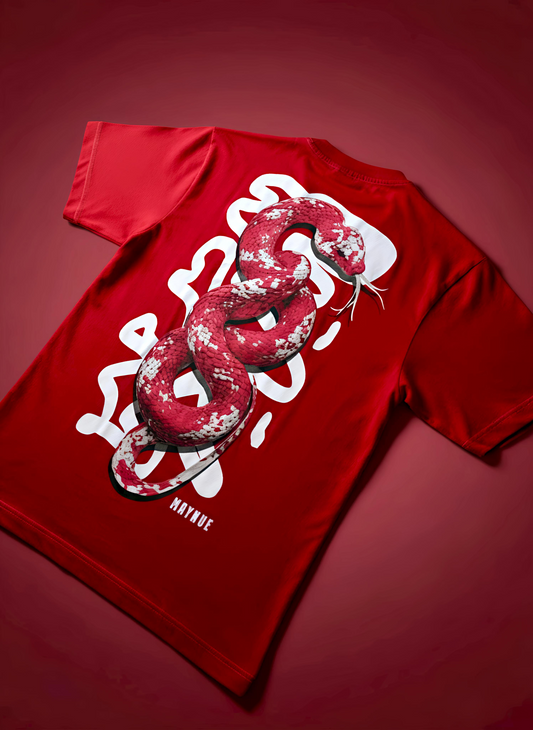 RED SERPENT PRINTED T-SHIRT [UNISEX]