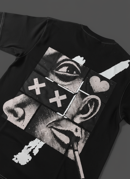 BLACK SPLIT PERSONA T-SHIRT [UNISEX]