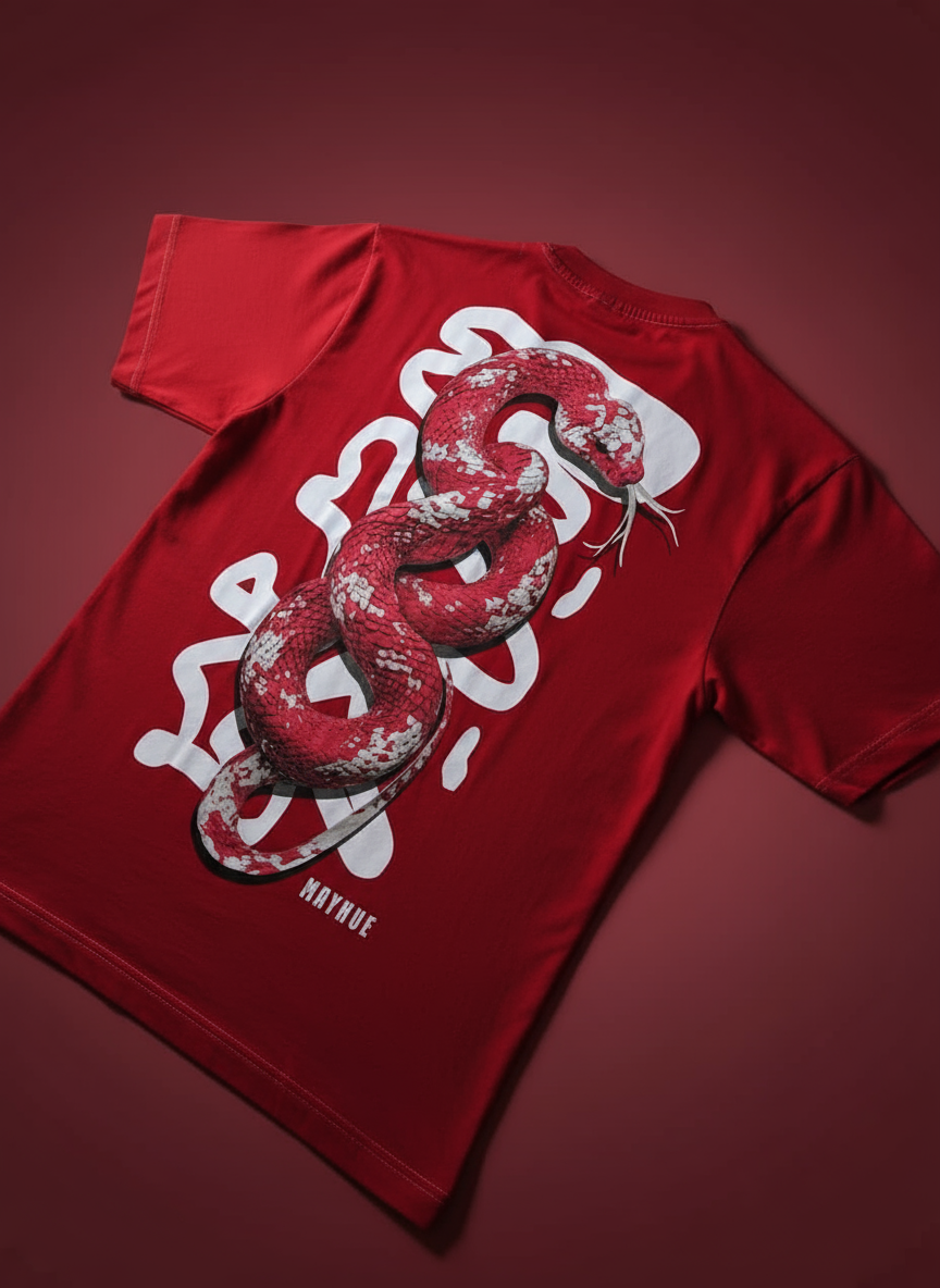 RED SERPENT PRINTED T-SHIRT [UNISEX]