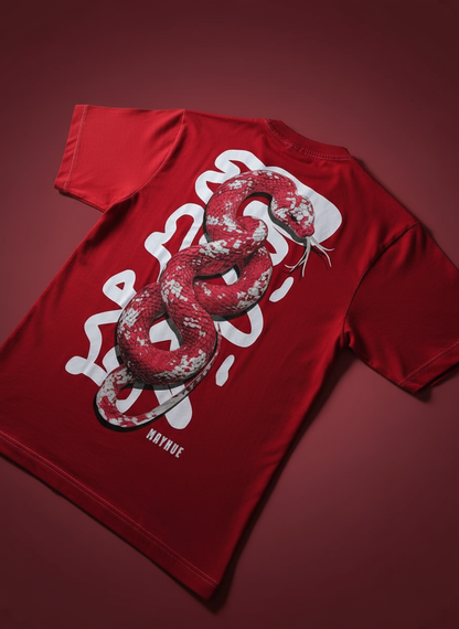 RED SERPENT PRINTED T-SHIRT [UNISEX]