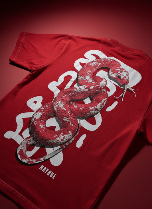 RED SERPENT PRINTED T-SHIRT [UNISEX]