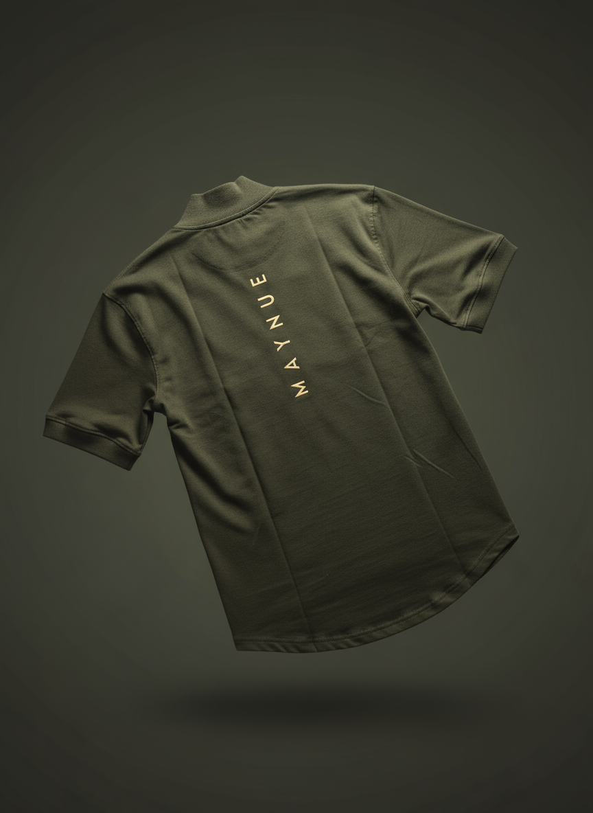 OLIVE GREEN HALF ZIPPER T-SHIRT