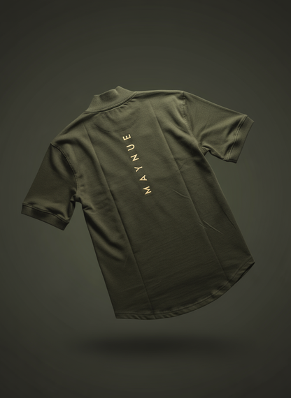 OLIVE GREEN HALF ZIPPER T-SHIRT
