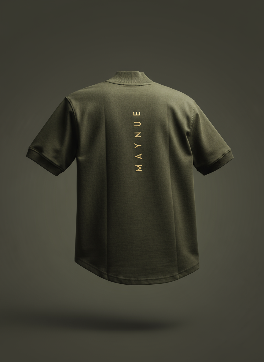 OLIVE GREEN HALF ZIPPER T-SHIRT