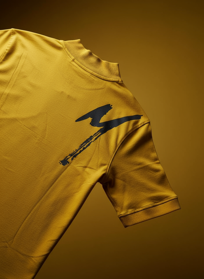 YELLOW HALF ZIPPER T-SHIRT