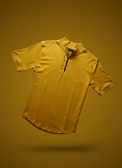 YELLOW HALF ZIPPER T-SHIRT