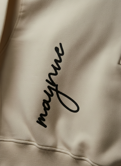 BEIGE ZIP-TOP SWEATSHIRT WOMEN