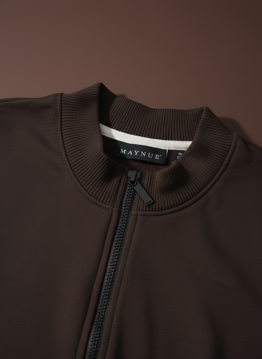 CHOCO BROWN ZIP-TOP SWEATSHIRT WOMEN