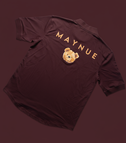 MAROON BERRY BEAR ZIPPER T-SHIRT