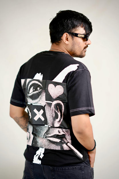 BLACK SPLIT PERSONA T-SHIRT [UNISEX]